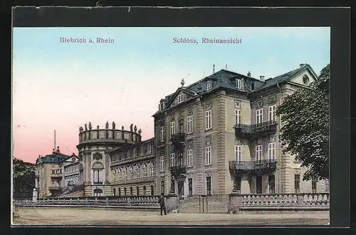 AK Biebrich, Schloss, Rheinansicht