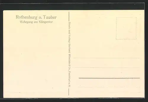 AK Rothenburg o. Tauber, Wehrgang am Klingentor