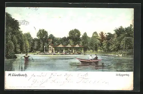 AK Mönchengladbach, Volksgarten, Ruderboote auf dem See