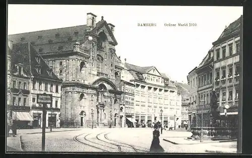 AK Bamberg, Grüner Markt 1910