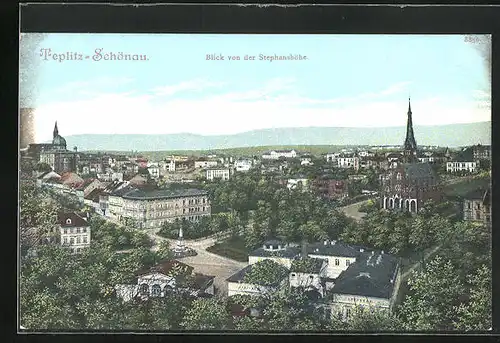 AK Teplitz Schönau / Teplice, Blick von der Stephanshöhe