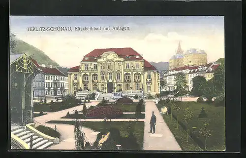 AK Teplitz Schönau / Teplice, Elisabethbad mit Anlagen