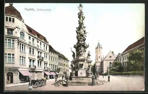 AK Teplitz Schönau / Teplice, Schlossplatz