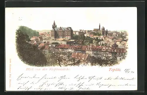 AK Teplitz Schönau / Teplice, Blick von der Stephanshöhe