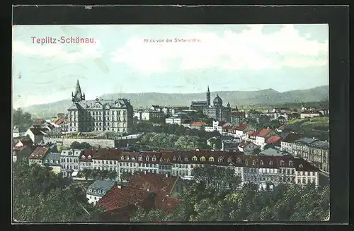 AK Teplitz Schönau / Teplice, Blick von der Stephanshöhe