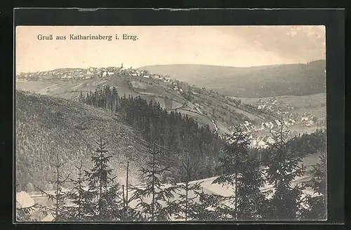 AK Katharinaberg / Erzgeb., Ortsansicht aus der Vogelschau