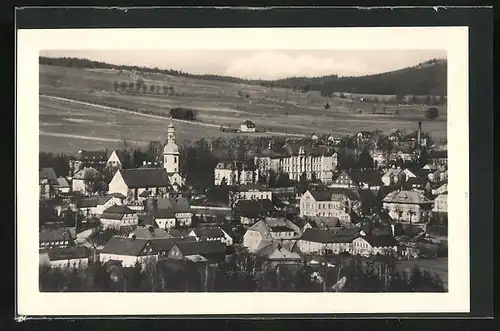 AK Velký Senov, Ortsansicht aus der Vogelschau