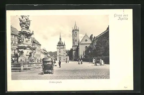 AK Teplitz Schönau / Teplice, Schlossplatz