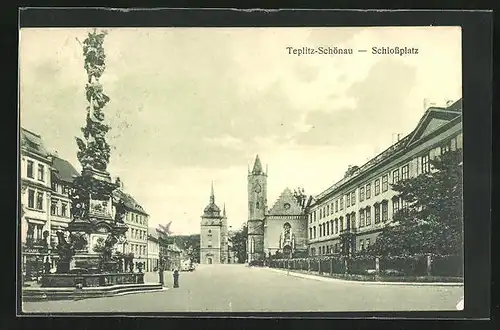 AK Teplitz Schönau / Teplice, Schlossplatz