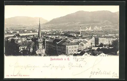 AK Tetschen-Bodenbach / Decin, Ortsansicht mit Kirche