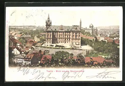 AK Teplitz Schönau / Teplice, Blick von der Stephanshöhe