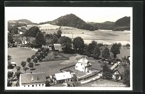 AK Dittersbach / Jetrichovice, Ortspartie aus der Vogelschau