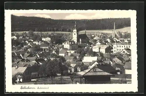 AK Schluckenau / Sluknov, Ortsansicht mit Kirche