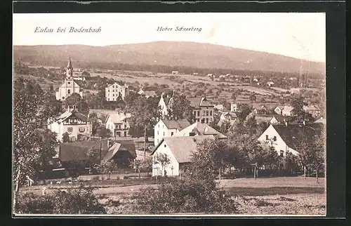 AK Eulau, Ortsansicht mit dem Hohen Schneeberg