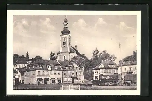 AK Schönlinde / Krasna Lipa, Blick zur Kirche