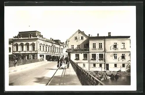 AK Benesov nad Plouc., Brückenpartie mit Restaurant Blanik