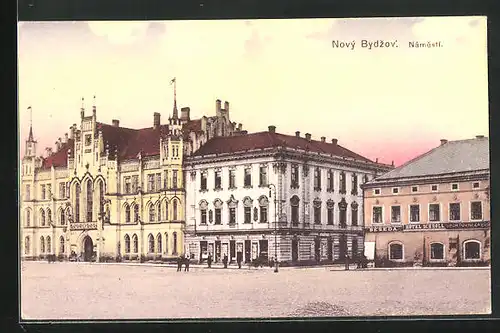 AK Nový Bydzov, Namesti, Marktplatz mit Hotel Schroll