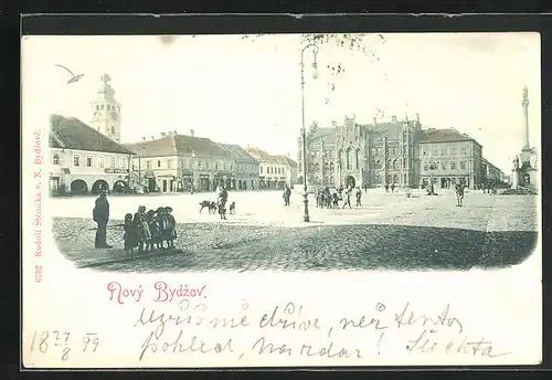 AK Nový Bydzov, Belebter Marktplatz