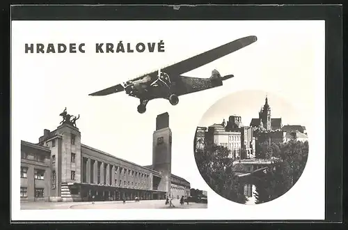 AK Königgrätz / Hradec Kralove, Ortspartie, Flieger OK-ATC