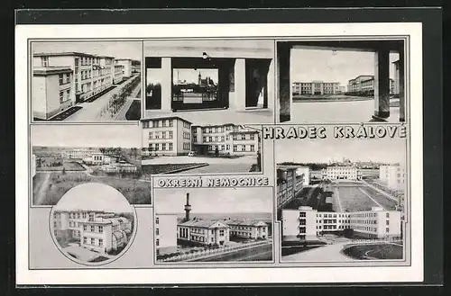 AK Königgrätz / Hradec Kralove, Okresni Nemocnice, Gebäudeansichten