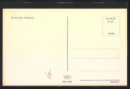 AK Nechanice, Namesti, Marktplatz mit Denkmälern