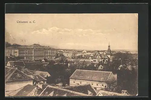 AK Clumec n. C., Ortsansicht mit Kirche