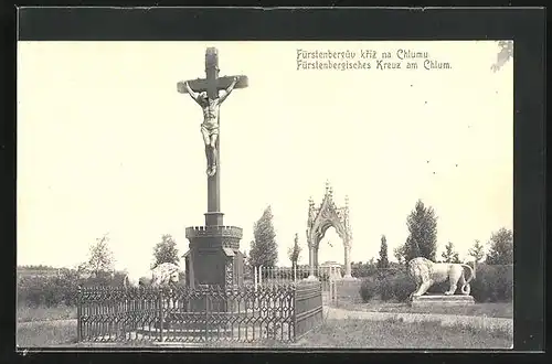 AK Vsestary, Fürstenbergisches Kreuz am Chlum