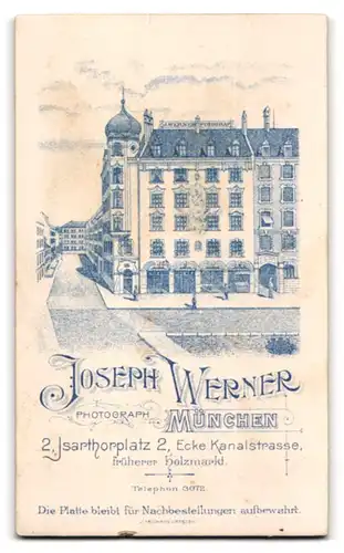 Fotografie Joseph Werner, München, Isartorplatz 2 Ecke Kanalstrasse, Portrait bürgerlicher Herr mit Oberlippenbart