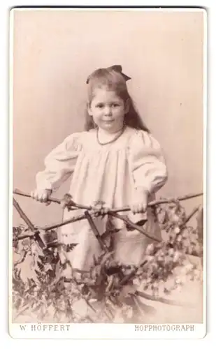 Fotografie W. Höffert, Hamburg, Jungfernstieg 12, Portrait kleines Mädchen im Kleid