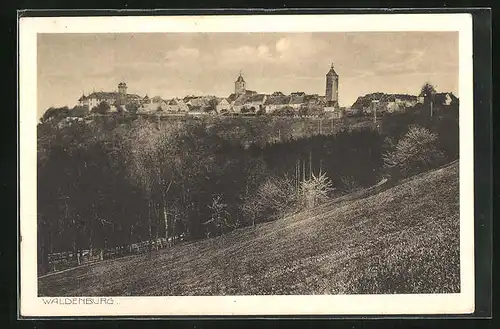 AK Waldenburg, Ortsansicht mit Kirche