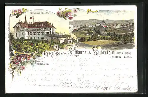 Lithographie Bredeney a. d. Ruhr, Luftkurhaus Ruhrstein von W. Hartmann