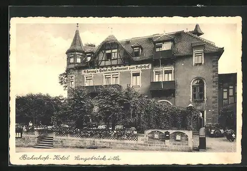 AK Langebrück i. Sa., Bahnhofs-Hotel und Restaurant von A. Hennig