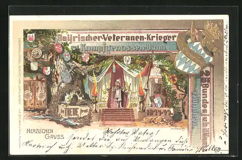 Präge-Lithographie München, 25. Bundesjubiläum Bayrischer-Veteranen-Krieger und Kampfgenossen-Bund, PP 15 C 21