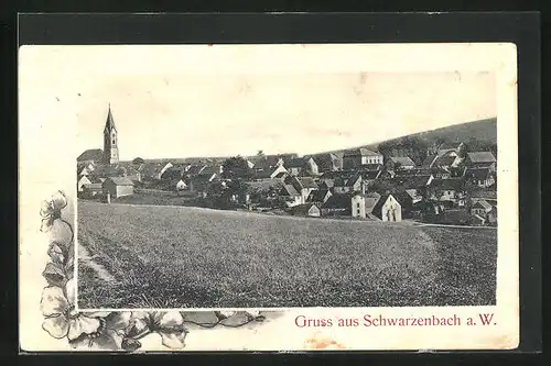 AK Schwarzenbach, Ortsansicht mit Kirche