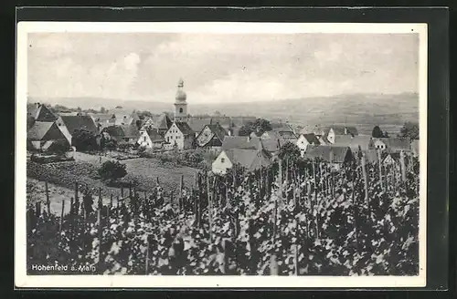 AK Hohenfeld a. M., Ortsansicht mit Kirche