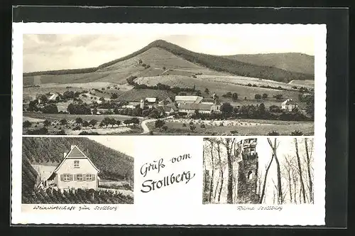 AK Stollberg b. Handthal, Gasthaus Weinwirtschaft zum Stollberg, Ruine, Gesamtansicht