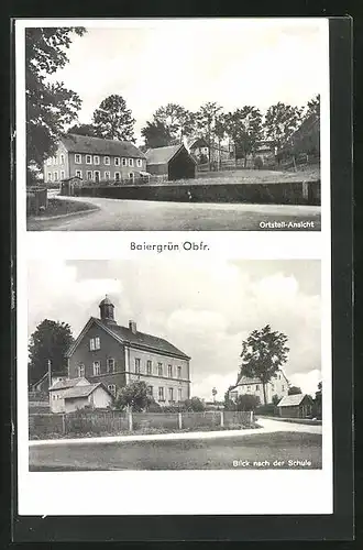 AK Baiergrün /Obfr., Ortsteil-Ansicht, Blick nach der Schule