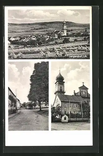 AK Langendorf /Ufr., Kirche, Strassenpartie mit Gebäudeansicht, Teilansicht
