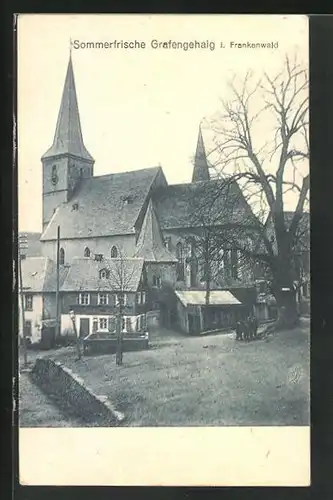 AK Grafengehaig, Ortspartie mit Kirche