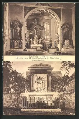 AK Unterdürrbach, Inneres der Pfarrkirche, Kriegerdenkmal