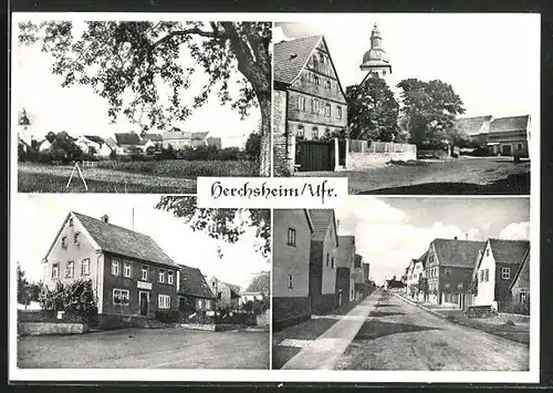 AK Herchsheim /Ufr., Handlung, Strassenpartie mit Kirche, Ortsansicht