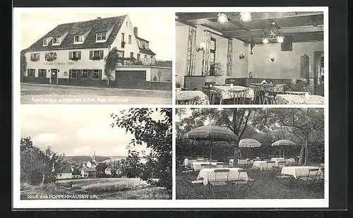 AK Poppenhausen /Ufr., Gasthaus zum schwarzen Adler, Innenansicht, Garten