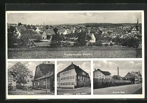 AK Poppenhausen /Mainfr., Gasthaus zum goldenen Stern, Brauerei Werner-Bräu, Garten