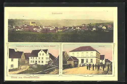 AK Oberaltertheim, Gasthaus zum goldenen Löwen, Schule, Totalansicht