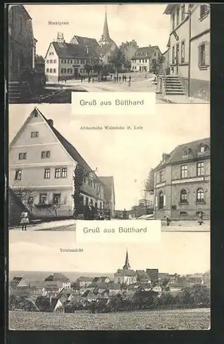 AK Bütthard, Gasthaus Altdeutsche Weinstube D. Lutz, Marktplatz, Totalansicht