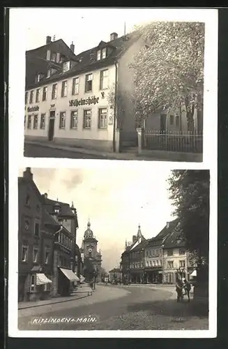 Foto-AK Kitzingen am Main, Gasthaus Wilhelmshöhe, Strassenpartie