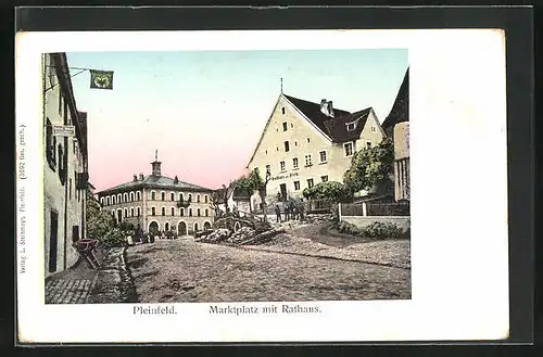 AK Pleinfeld, Marktplatz mit Gasthaus zum Stern und Rathaus