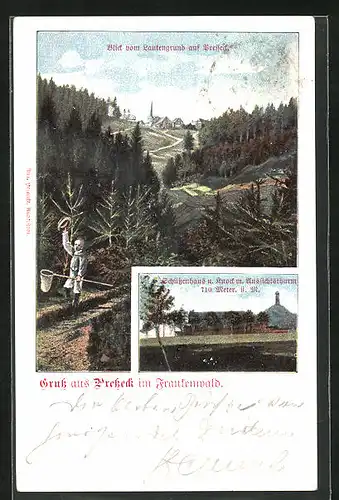 AK Presseck /Frankenwald, Gasthof Schützenhaus und Knock mit Aussichtsturm