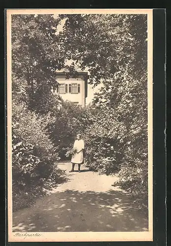 AK Lülsfeld, Kloster Maria Schnee, Haushaltungsschule, Parkpartie