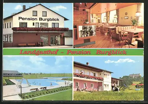 AK Hofheim, Landgasthof Burgblick, Innenansicht, Schwimmbad